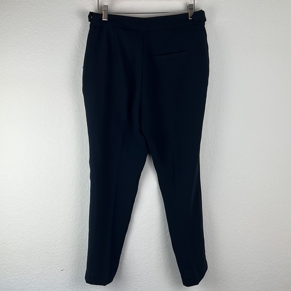 H & M Tailored Capri Blue adjustable Belted Waist and Side Zip Dress Pant Size 8 - Picture 9 of 10